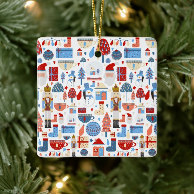 Cute Christmas Pattern Ceramic Ornament (Tree)