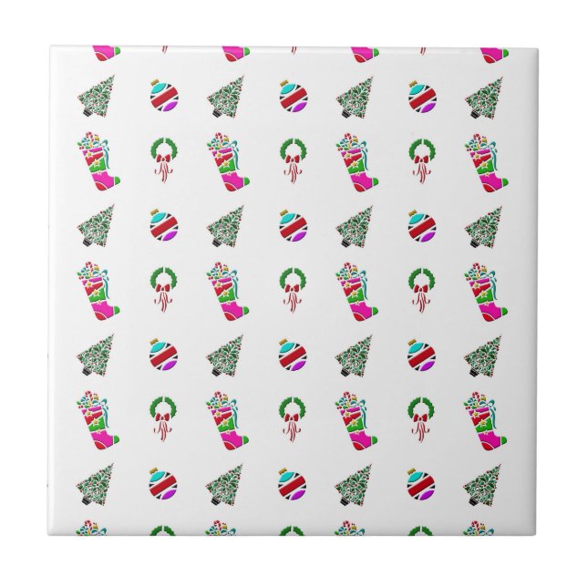 Cute Christmas Pattern Ceramic Tile (Front)