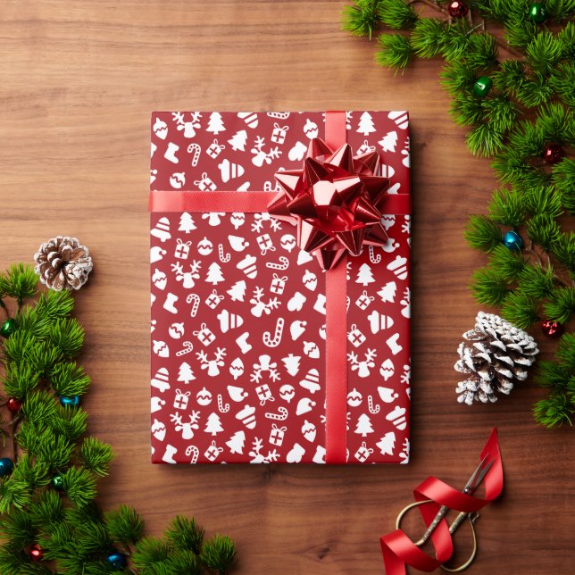 Cute Christmas Pattern Red Wrapping Paper (Holiday Gift)