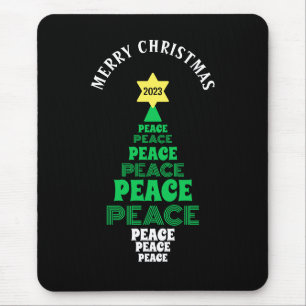 Cute Christmas Peace Tree Custom Year Black Mouse Pad