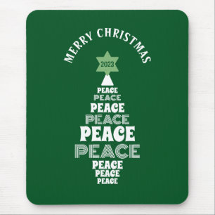 Cute Christmas Peace Tree Custom Year Green Mouse Pad