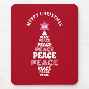 Cute Christmas Peace Tree Custom Year Red Mouse Pad