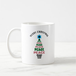 Cute Christmas Peace Tree Initial in Star White Coffee Mug
