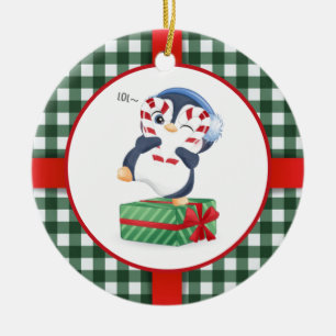 Cute Christmas Penguin Ceramic Ornament
