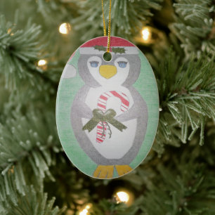 Cute Christmas Penguin Ceramic Ornament