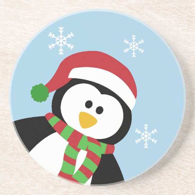 Cute Christmas Penguin Coaster (Front)