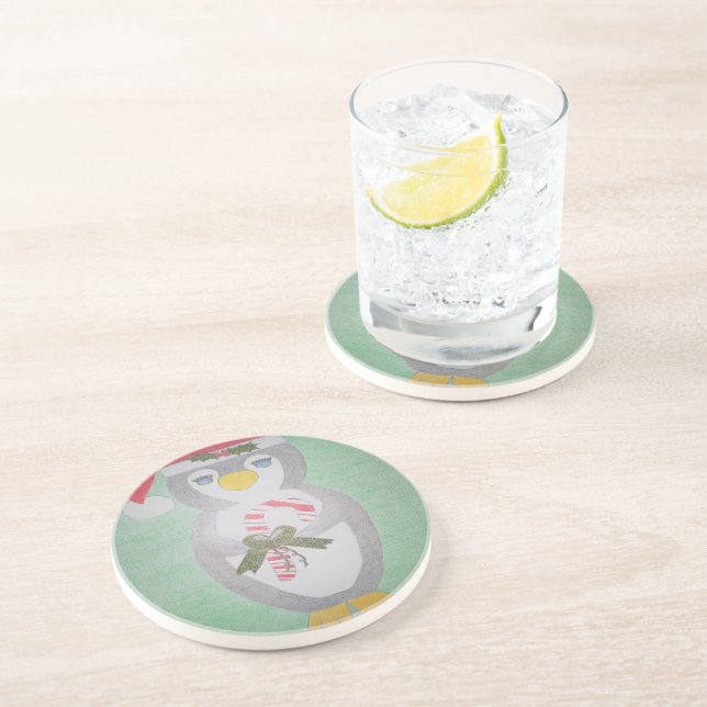 Cute Christmas Penguin Coaster (Side)