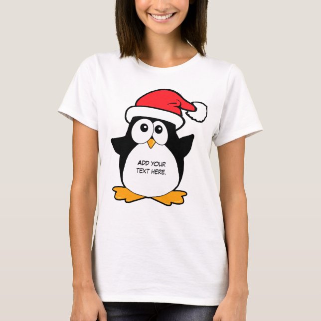 Cute Christmas Penguin Custom T-Shirt (Front)