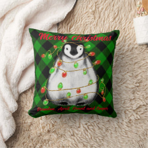 Cute Christmas Penguin festive Arctic animal  Cushion