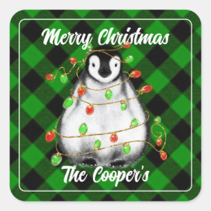 Cute Christmas Penguin festive Arctic animal  Square Sticker