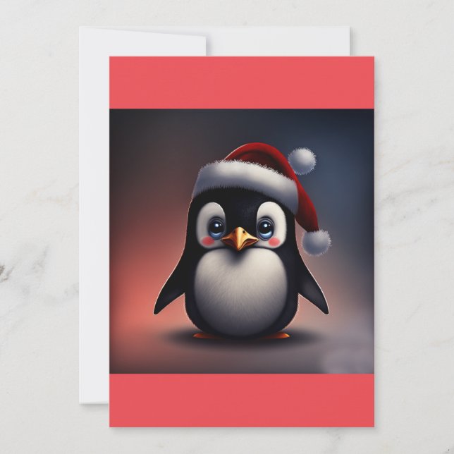 Cute Christmas Penguin Gift T-Shirt Holiday Card (Front)