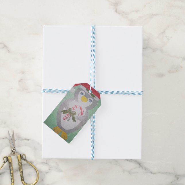 Cute Christmas Penguin Gift Tags (With Twine)