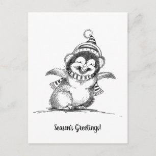 Cute Christmas Penguin, Happy Baby Bird Postcard
