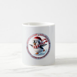 Cute Christmas Penguin Ice Skating Holiday Ornamen Coffee Mug