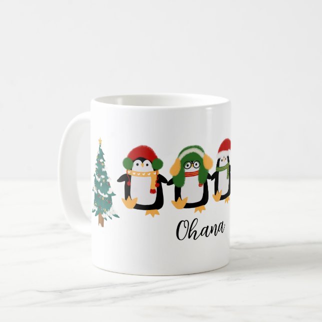 Cute Christmas Penguin Igloo Watercolor Coffee Mug (Front Left)