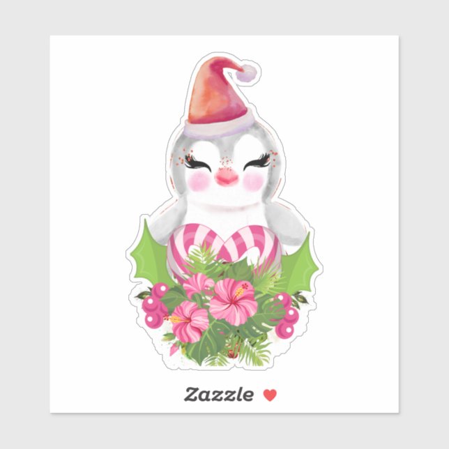 Cute Christmas Penguin in Santa Hat (Sheet)