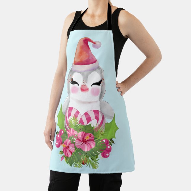 Cute Christmas Penguin in Santa Hat Apron (Insitu)