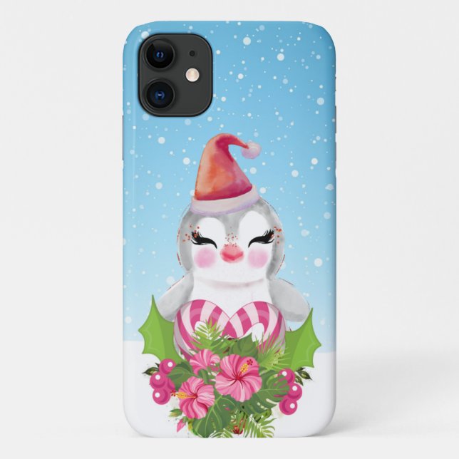 Cute Christmas Penguin in Santa Hat Case-Mate iPhone Case (Back)