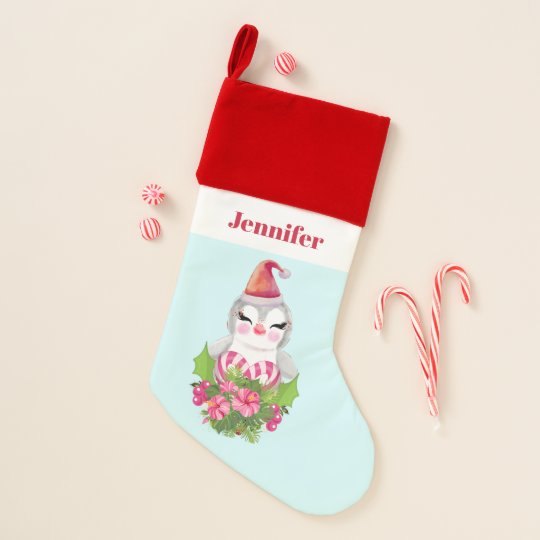 Cute Christmas Penguin in Santa Hat 
