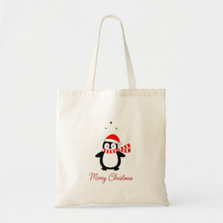Cute Christmas Penguin in Santa Hat Tote Bag