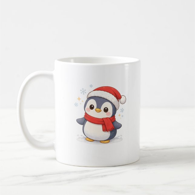 Cute Christmas Penguin Mug – Kawaii (Left)