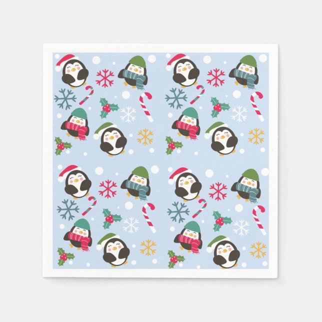 Cute Christmas Penguin Napkin (Front)