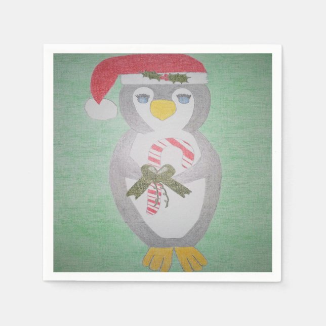 Cute Christmas Penguin Napkin (Front)