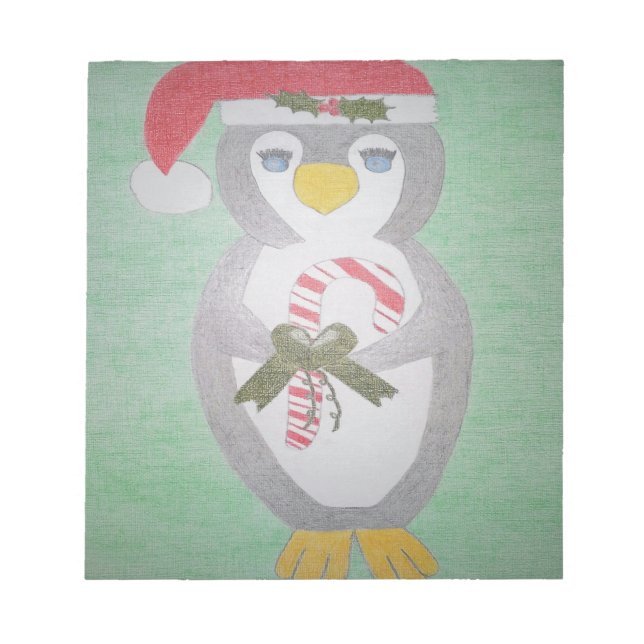 Cute Christmas Penguin Notepad (Front)