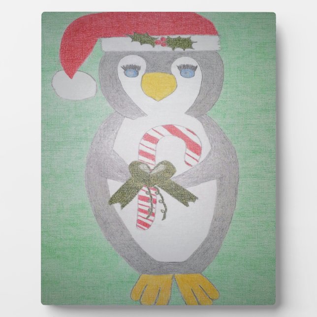 Cute Christmas Penguin Plaque (Front)