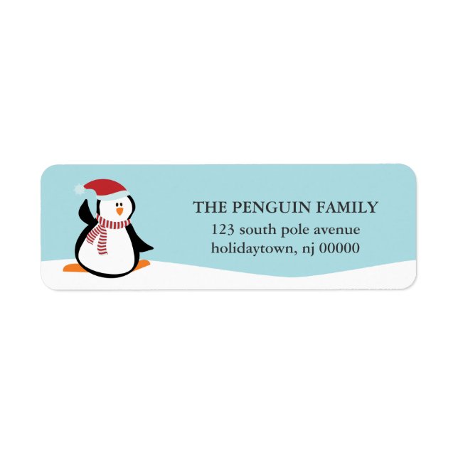 Cute Christmas Penguin Return Address Label (Front)