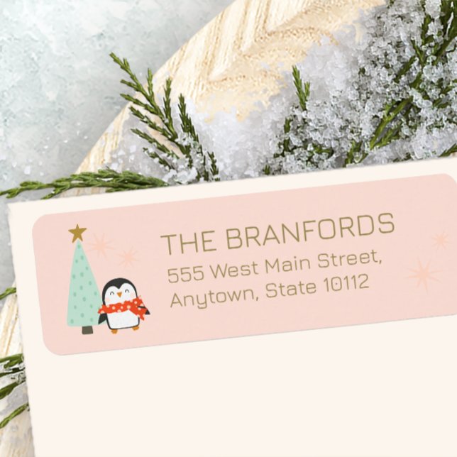 Cute Christmas Penguin Return Address Label (Creator Uploaded)