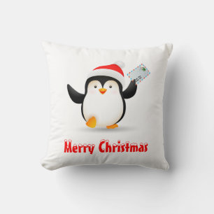 Cute Christmas Penguin Showing Santa's Letter Cushion