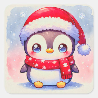 Cute Christmas Penguin  Square Sticker