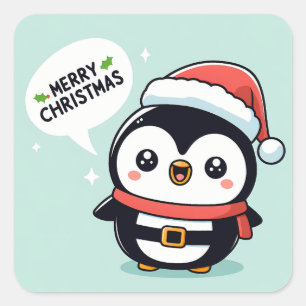 Cute Christmas Penguin Square Sticker