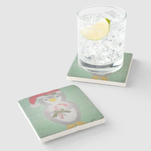 Cute Christmas Penguin Stone Coaster