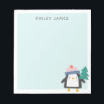 Cute Christmas Penguin Teal Mint Personalised Notepad<br><div class="desc">Cute Christmas themed notepad with an adorable festive penguin illustration, personalised with your name.</div>