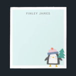 Cute Christmas Penguin Teal Mint Personalised  Notepad<br><div class="desc">Cute Christmas themed notepad with an adorable festive penguin illustration,  personalised with your name.</div>