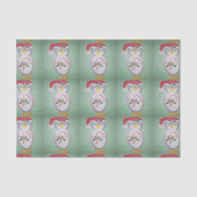 Cute Christmas Penguin Tissue Paper (Front)