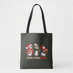 Cute Christmas Penguin Waddle Ho Ho Tote Bag