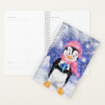 Cute Christmas Penguin with Gift Planner<br><div class="desc">Cute Penguin with Christmas Gift Planners - MIGNED Painting Design - Customisable</div>