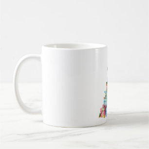 Cute Christmas Penguin with Gifts and Lights Card Coffee Mug
