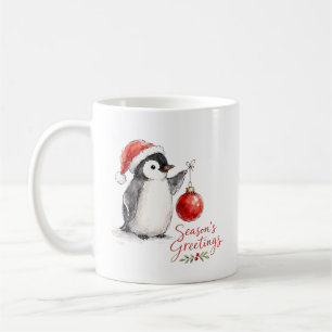 Cute Christmas Penguin with Ornament Coffee Mug