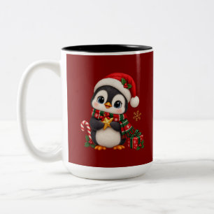 Cute Christmas Penguin with Santa Hat Coffee Mug