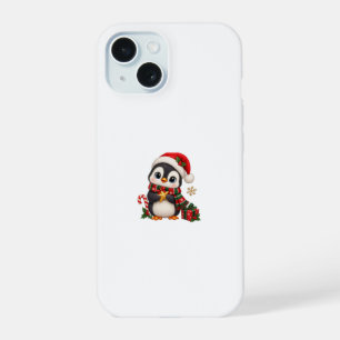 Cute Christmas Penguin with Santa Hat   iPhone 15 Case