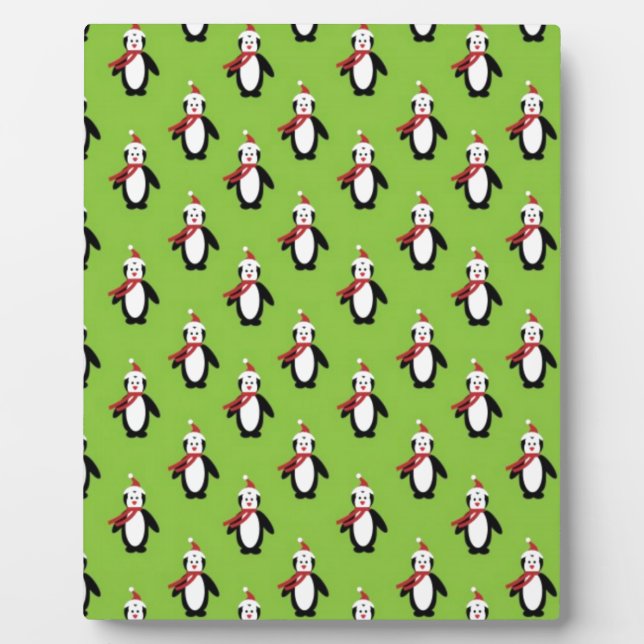 Cute Christmas Penguins Plaque (Front)