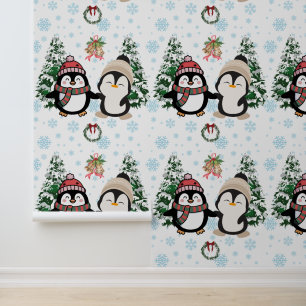 Cute Christmas Penguins Winter Wonderland Wallpape Wallpaper