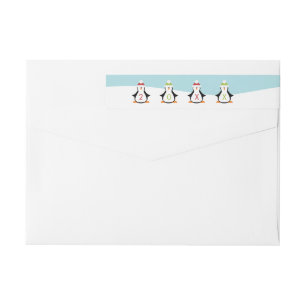 Cute Christmas Penguins Wrap Around Label