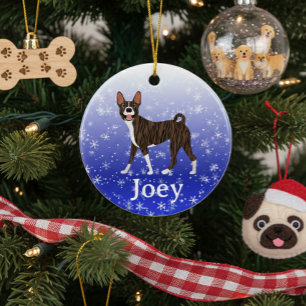 Cute Christmas Personalised  Basenji Brindle Ceramic Ornament