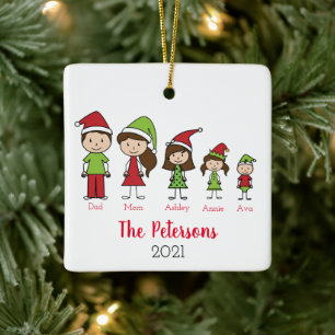 Cute Christmas Personalised Family Ceramic Ornament