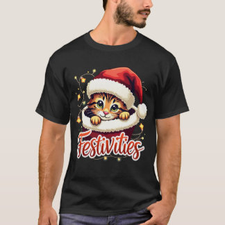 Cute Christmas Pet –  Reindeer and Santa Hat T-Shirt